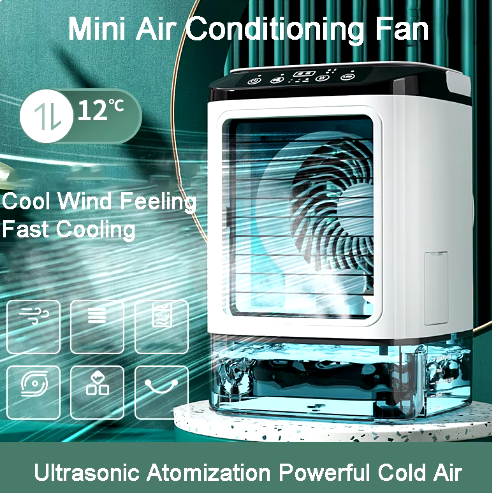 Ventilador Enfriador de Aire Portátil USB con Doble Pulverización